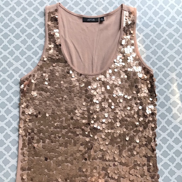 Apt. 9 Tops - Blush Pink Sequin Tank Top